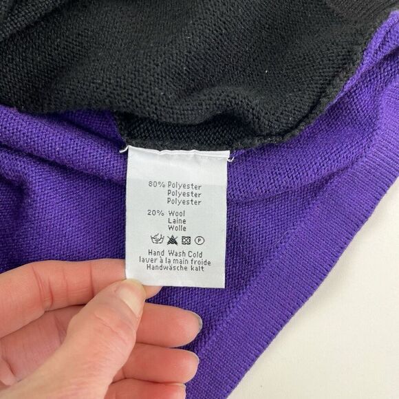 NEVE Zip Cardigan Sweater Womens M Colorblock Purple Black Wool Ski outdoor - Picture 9 of 9